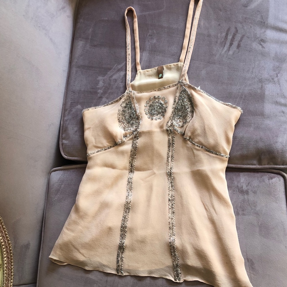 Silk and beaded tank top